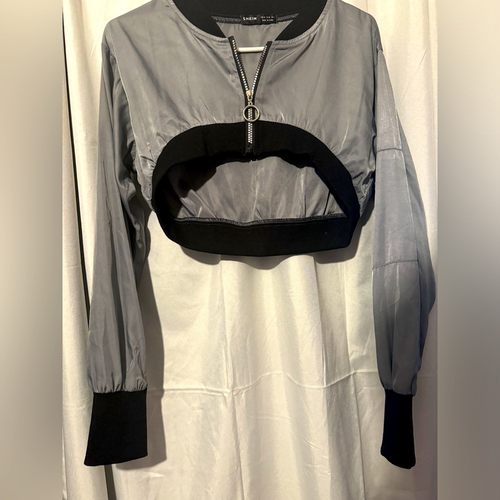 SHEIN’s Drop Shoulder Zip Up Crop Bomber Jacket
